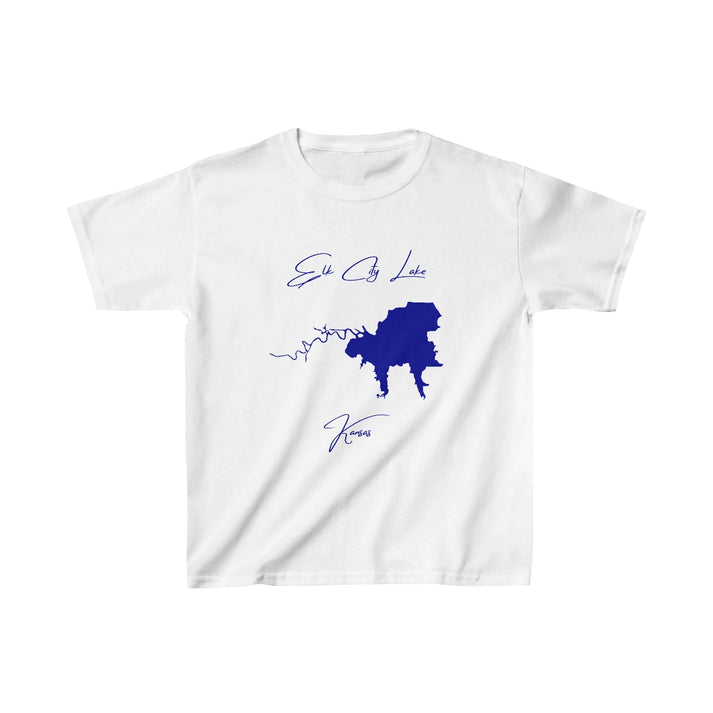 Kansas  Elk  City  Lake  Youth  T-shirt  front  position  view  from  front  white.webp