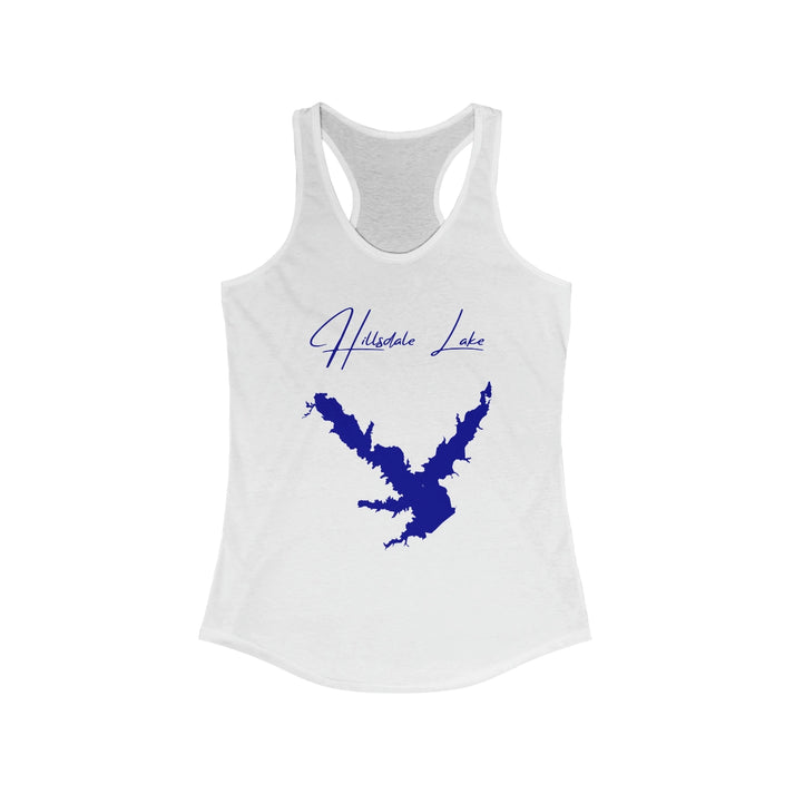 Kansas  Hillsdale  Lake  Racerback-Tank  front  position  view  from  front  solid  white.webp