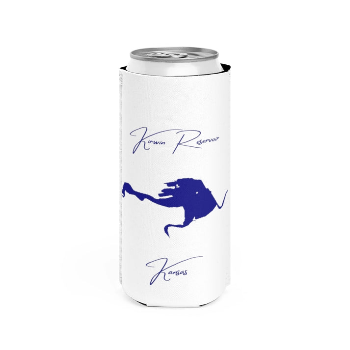 Kansas  Kirwin  Reservoir  Slim  Can  Koozie  front  position  view  from  front  white.webp