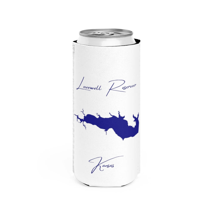 Kansas  Lovewell  Reservoir  Slim  Can  Koozie  front  position  view  from  front  white.webp