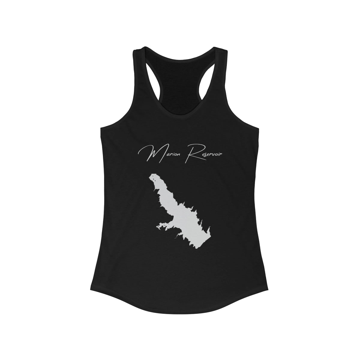 Kansas  Marion  Reservoir  Racerback-Tank  front  position  view  from  front  solid  black.webp