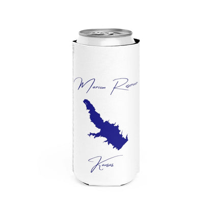 Kansas  Marion  Reservoir  Slim  Can  Koozie  front  position  view  from  front  white.webp
