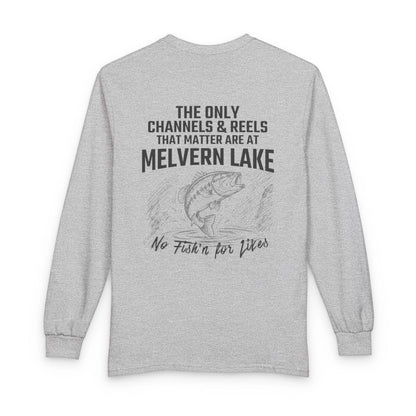 Kansas  Melvern  Lake  Long  Sleeve  Fishing  T-shirt  back  position  view  from  back  sport  grey.webp