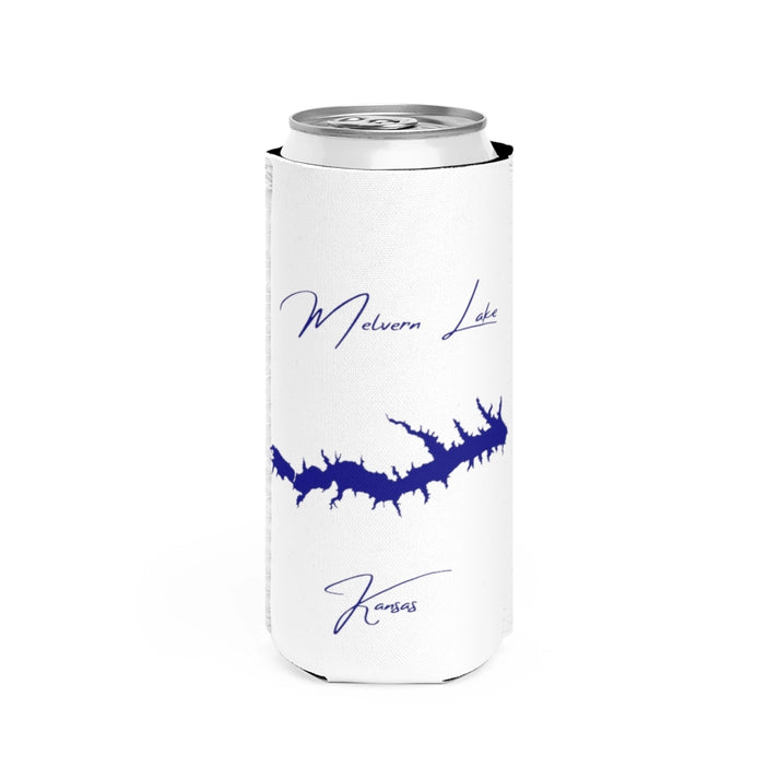 Kansas  Melvern  Lake  Slim  Can  Koozie  front  position  view  from  front  white.webp