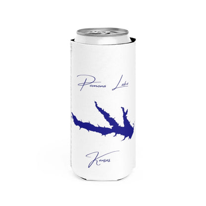 Kansas  Pomona  Lake  Slim  Can  Koozie  front  position  view  from  front  white.webp