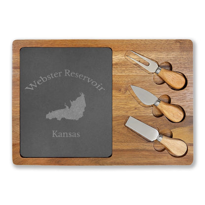 Kansas  Webster  Reservoir  Engraved  Charcuterie  Board  other  position  view  from  front  13  3  4  x  9  3  4.webp