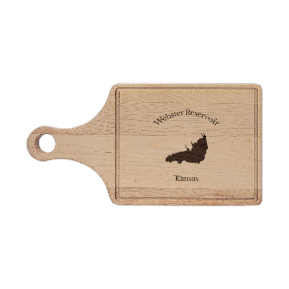 Kansas  Webster  Reservoir  Engraved  Cutting  Board  front  position  view  from  front  maple.webp