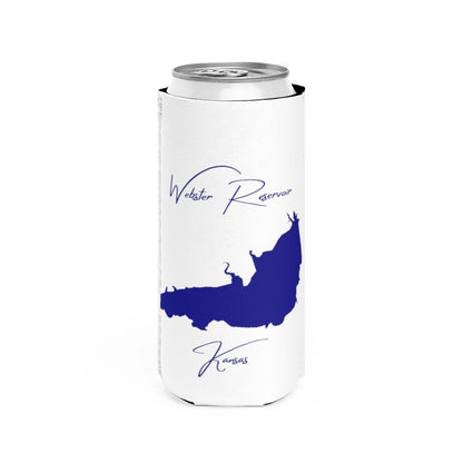 Kansas  Webster  Reservoir  Slim  Can  Koozie  front  position  view  from  front  white.webp