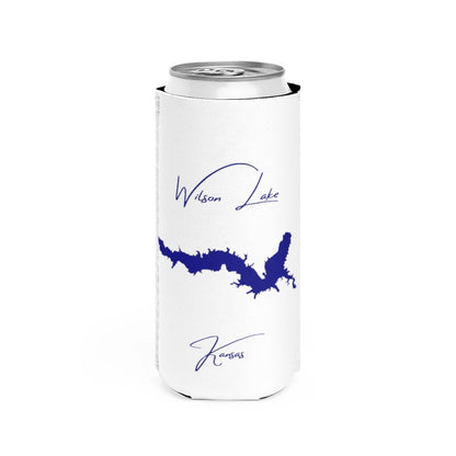 Kansas  Wilson  Lake  Slim  Can  Koozie  front  position  view  from  front  white.webp