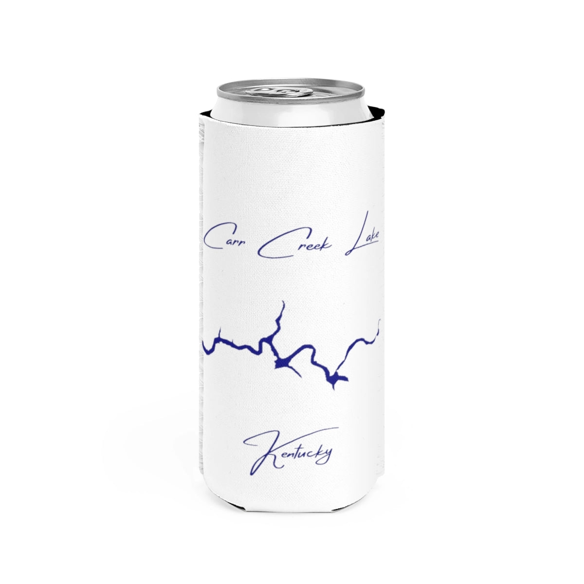 Kentucky  Carr  Creek  Lake  Slim  Can  Koozie  front  position  view  from  front  white.webp