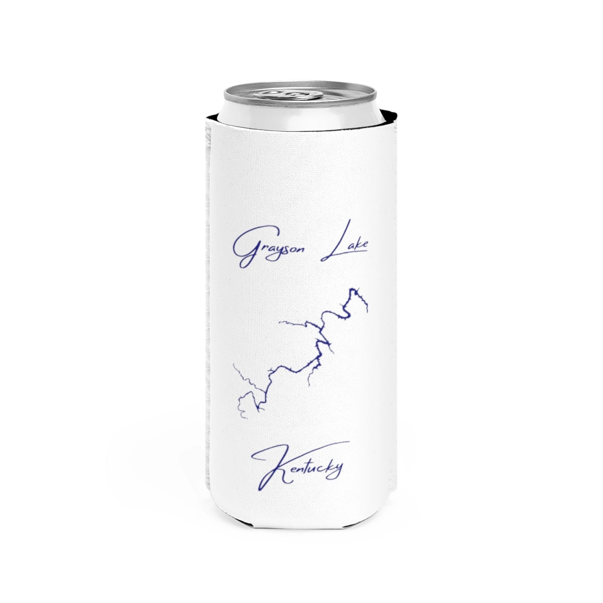 Kentucky  Grayson  Lake  Slim  Can  Koozie  front  position  view  from  front  white.webp
