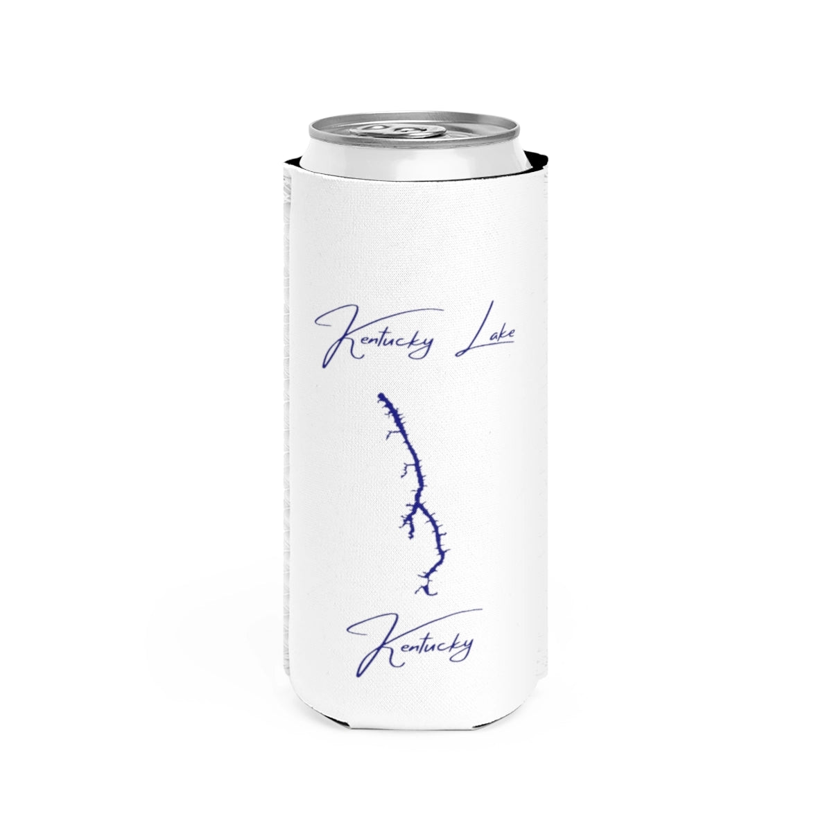 Kentucky  Kentucky  Lake  Slim  Can  Koozie  front  position  view  from  front  white.webp