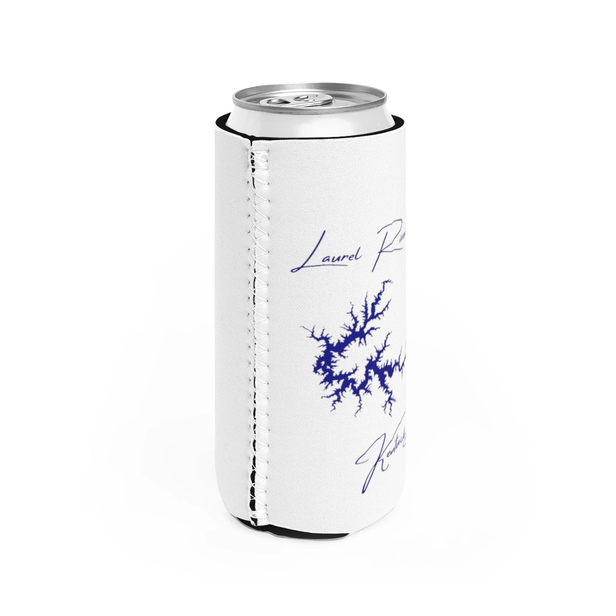 Kentucky  Laurel  River  Lake  Slim  Can  Koozie  all  position  view  from  right  white.webp