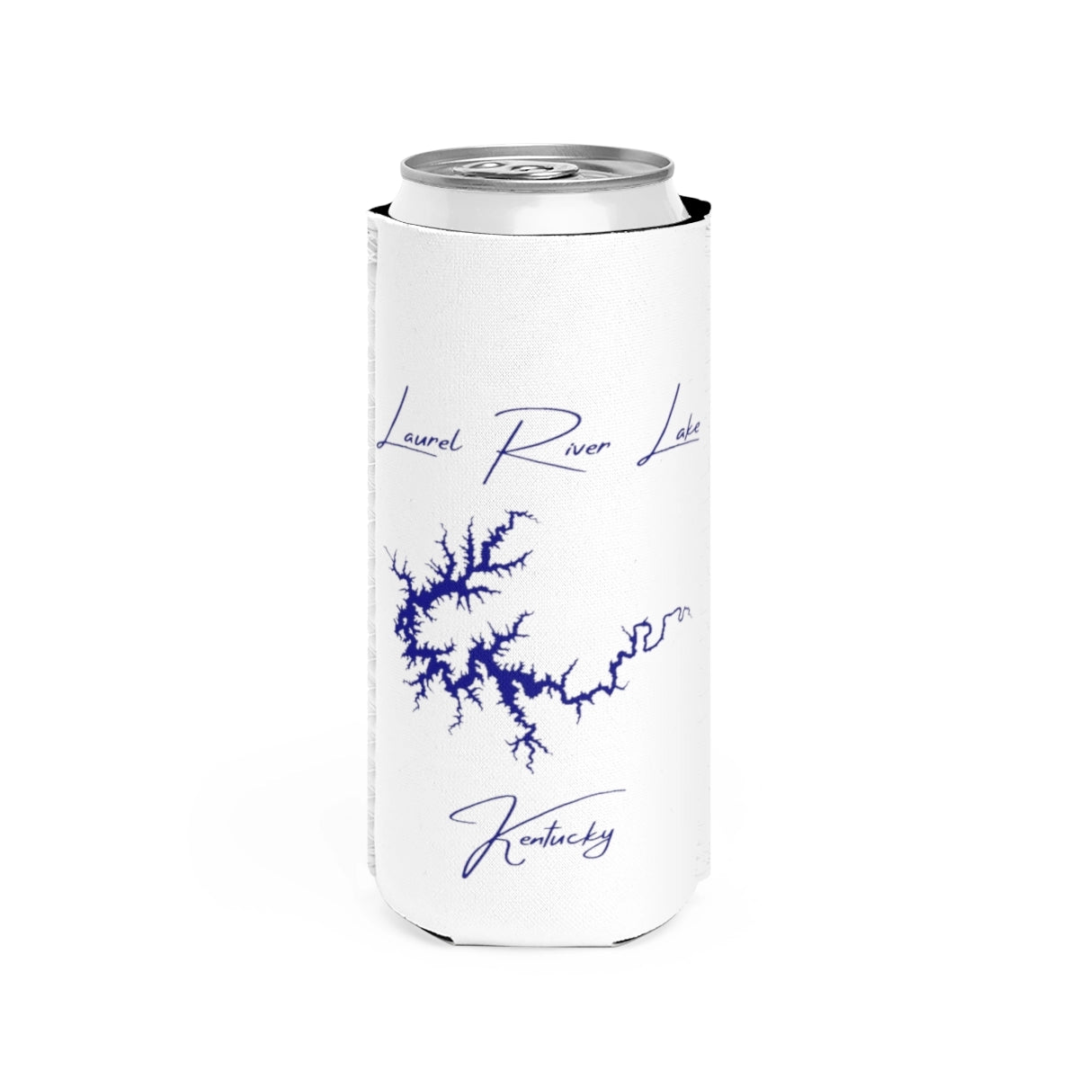 Kentucky  Laurel  River  Lake  Slim  Can  Koozie  front  position  view  from  front  white.webp