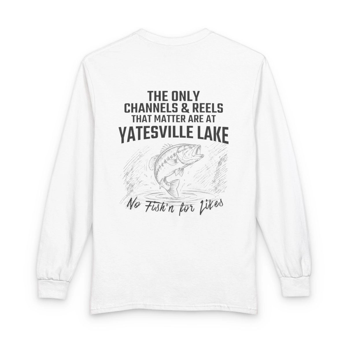 Kentucky  Yatesville  Lake  Long  Sleeve  Fishing  T-shirt  back  position  view  from  back  white.webp