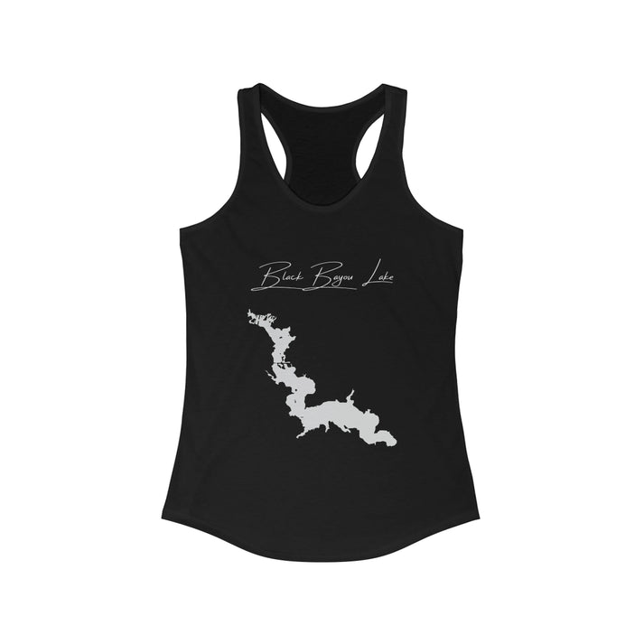 Louisiana  Black  Bayou  Lake  Racerback-Tank  front  position  view  from  front  solid  black.webp