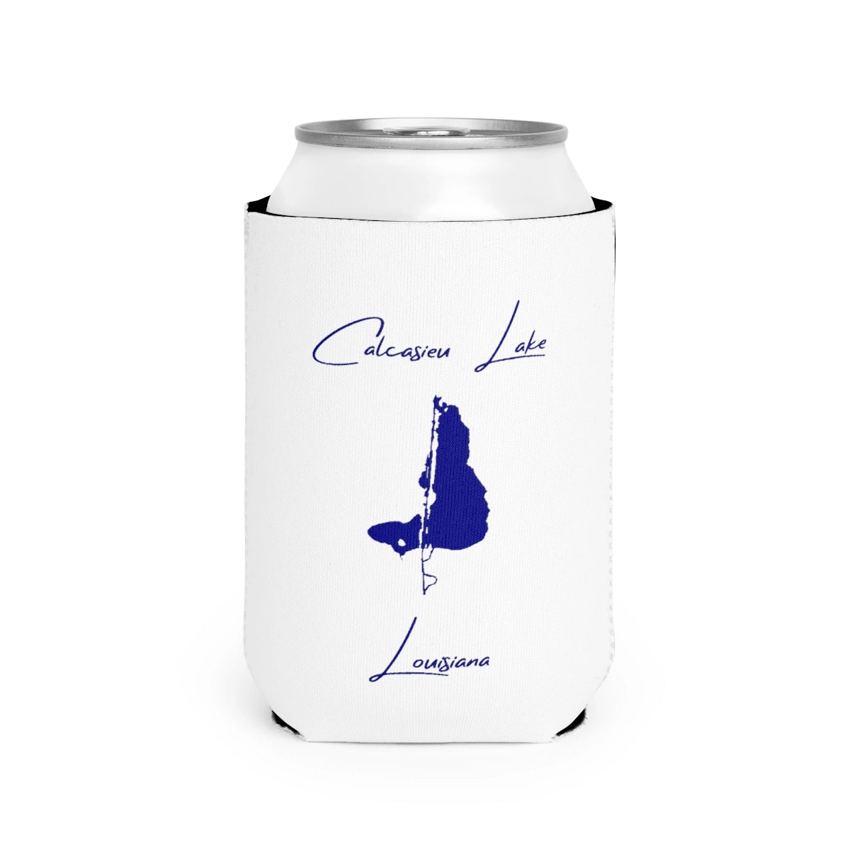 Louisiana  Calcasieu  Lake  Can  Koozie  front  position  view  from  front-2  white.webp