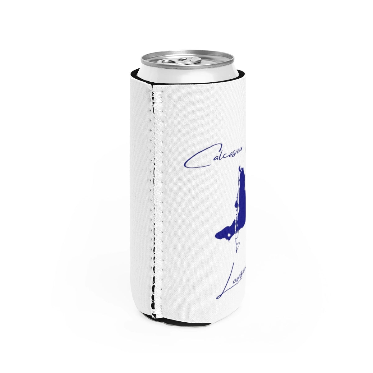 Louisiana  Calcasieu  Lake  Slim  Can  Koozie  all  position  view  from  right  white.webp