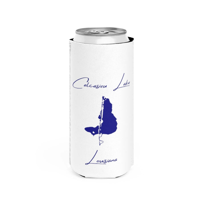 Louisiana  Calcasieu  Lake  Slim  Can  Koozie  front  position  view  from  front  white.webp