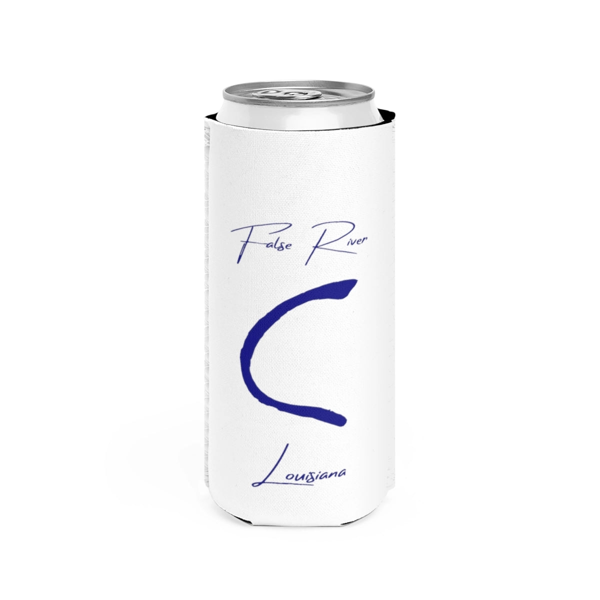 Louisiana  False  River  Slim  Can  Koozie  front  position  view  from  front  white.webp