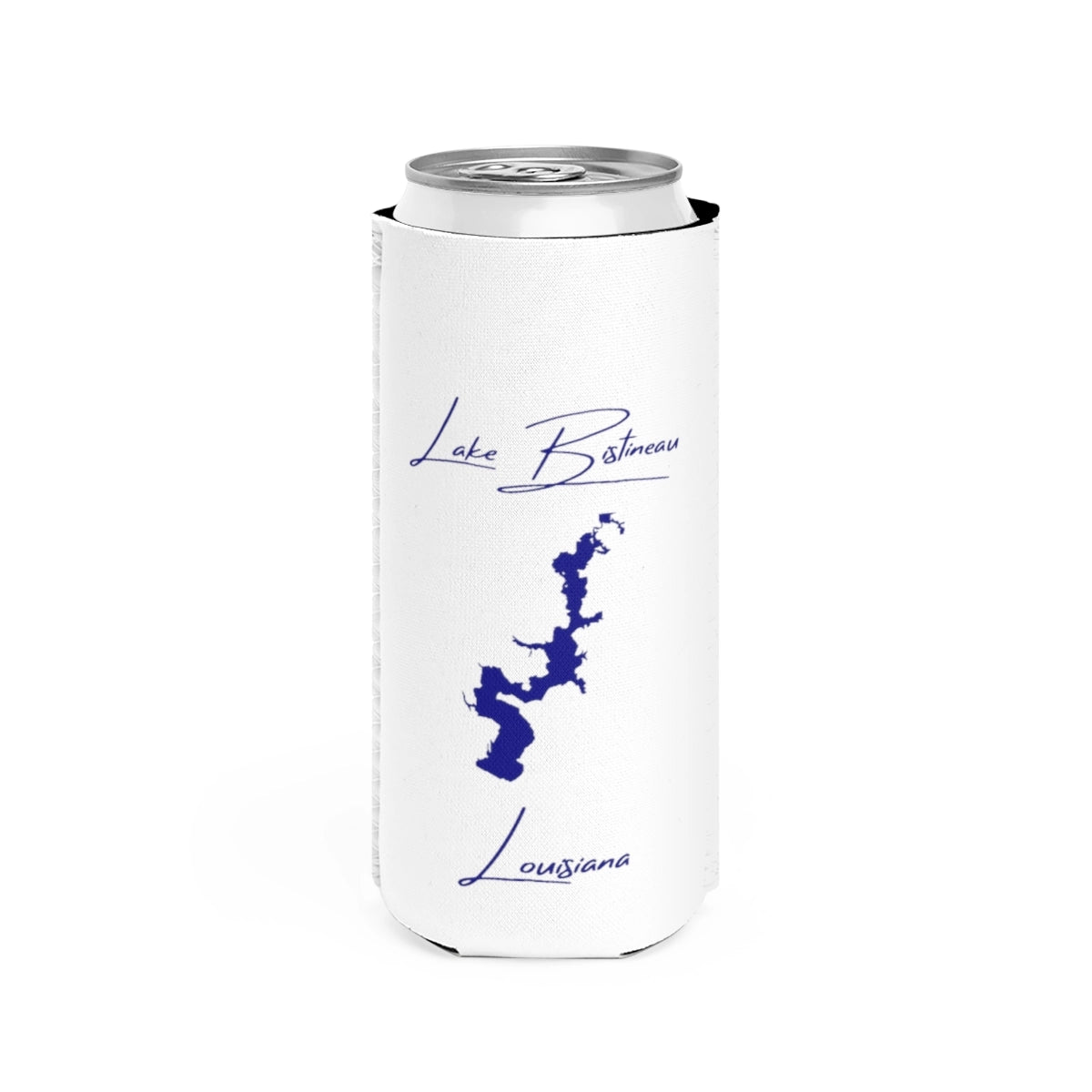 Louisiana  Lake  Bistineau  Slim  Can  Koozie  front  position  view  from  front  white.webp