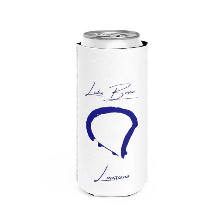 Louisiana  Lake  Bruin  Slim  Can  Koozie  front  position  view  from  front  white.webp