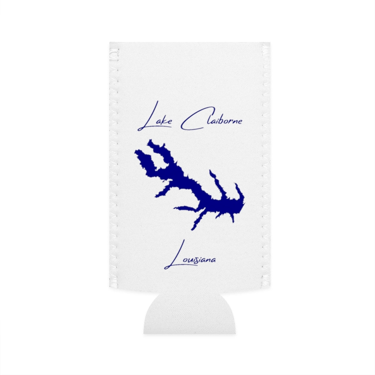 Louisiana  Lake  Claiborne  Slim  Can  Koozie  front  position  view  from  flat-front  white.webp