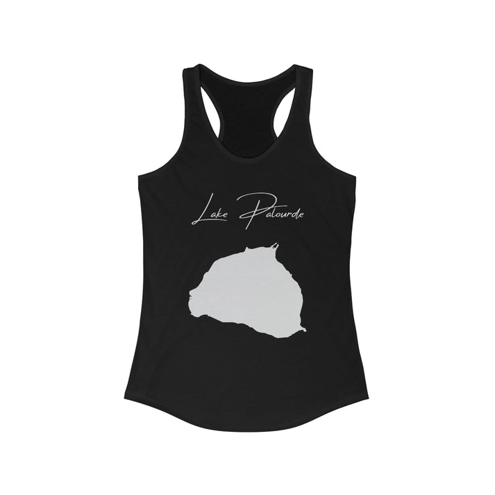 Louisiana  Lake  Palourde  Racerback-Tank  front  position  view  from  front  solid  black.webp