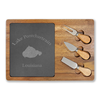 Louisiana  Lake  Pontchartrain  Engraved  Charcuterie  Board  other  position  view  from  front  13  3  4  x  9  3  4.webp
