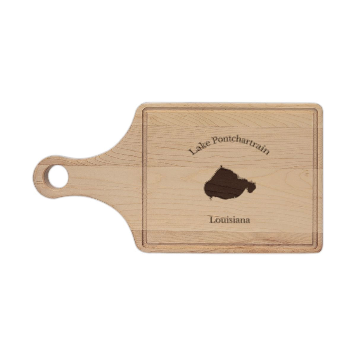 Louisiana  Lake  Pontchartrain  Engraved  Cutting  Board  front  position  view  from  front  maple.webp