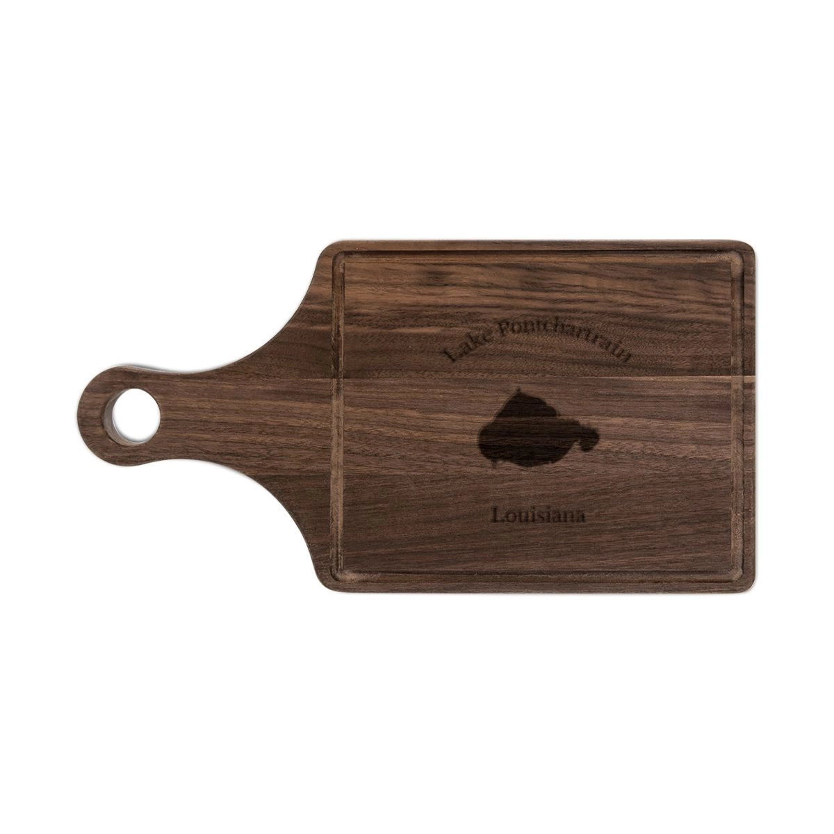 Louisiana  Lake  Pontchartrain  Engraved  Cutting  Board  front  position  view  from  front  walnut.webp