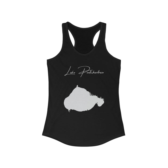 Louisiana  Lake  Pontchartrain  Racerback-Tank  front  position  view  from  front  solid  black.webp