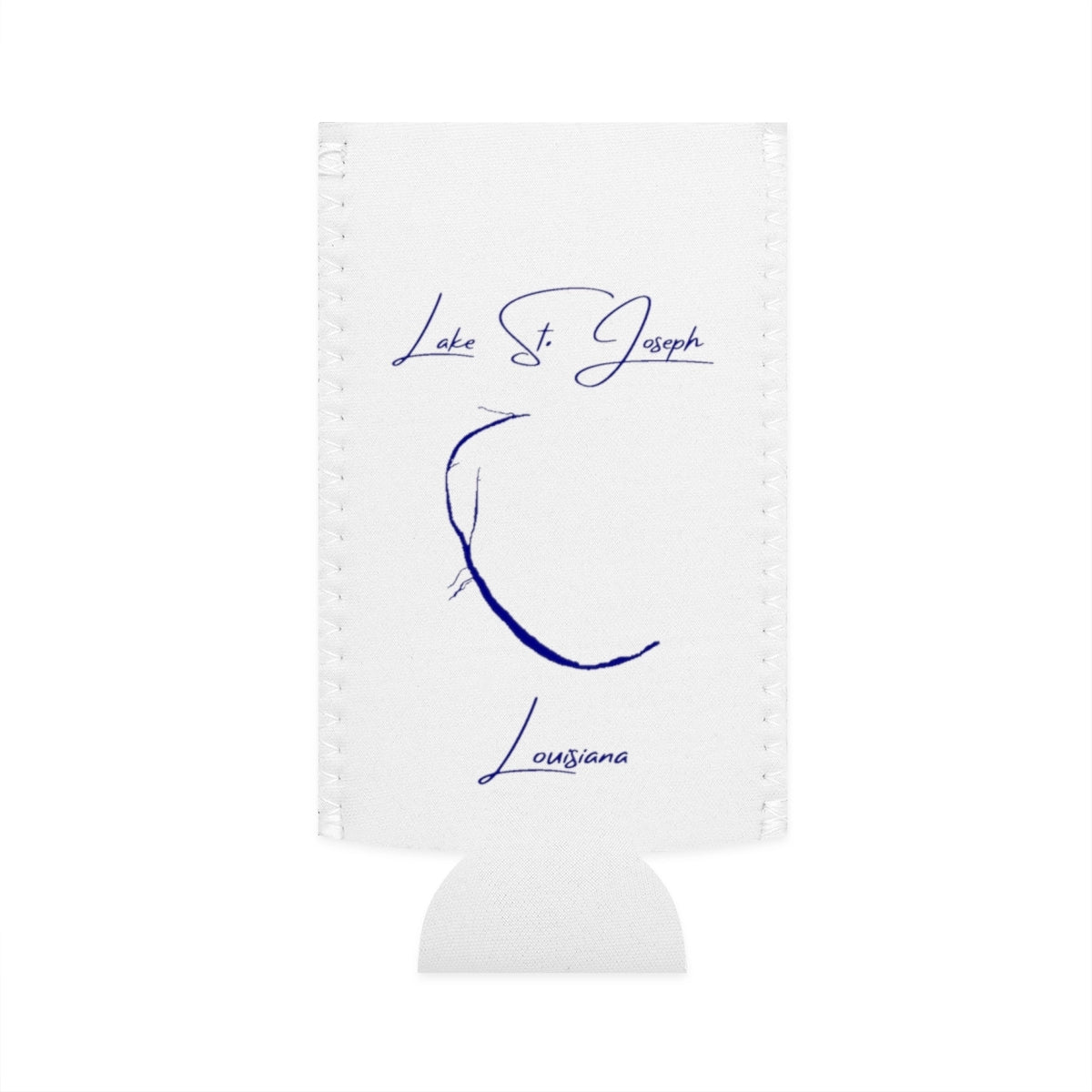Louisiana  Lake  St.  Joseph  Slim  Can  Koozie  front  position  view  from  flat-front  white.webp
