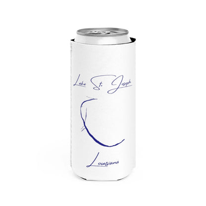 Louisiana  Lake  St.  Joseph  Slim  Can  Koozie  front  position  view  from  front  white.webp