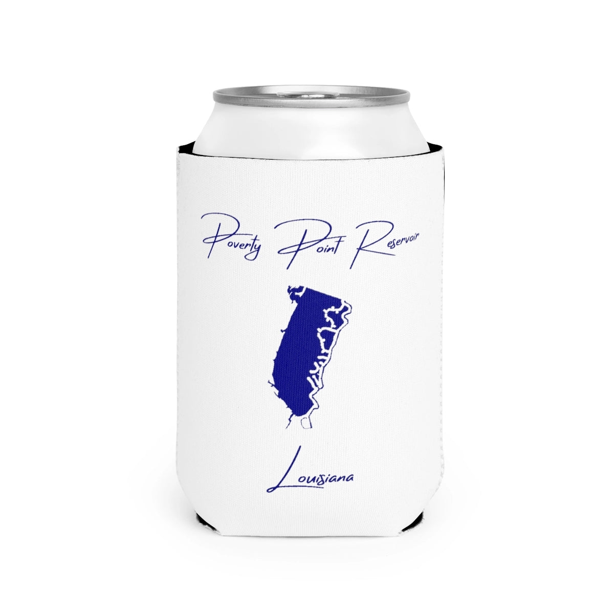 Louisiana  Poverty  Point  Reservoir  Can  Koozie  front  position  view  from  front-2  white.webp