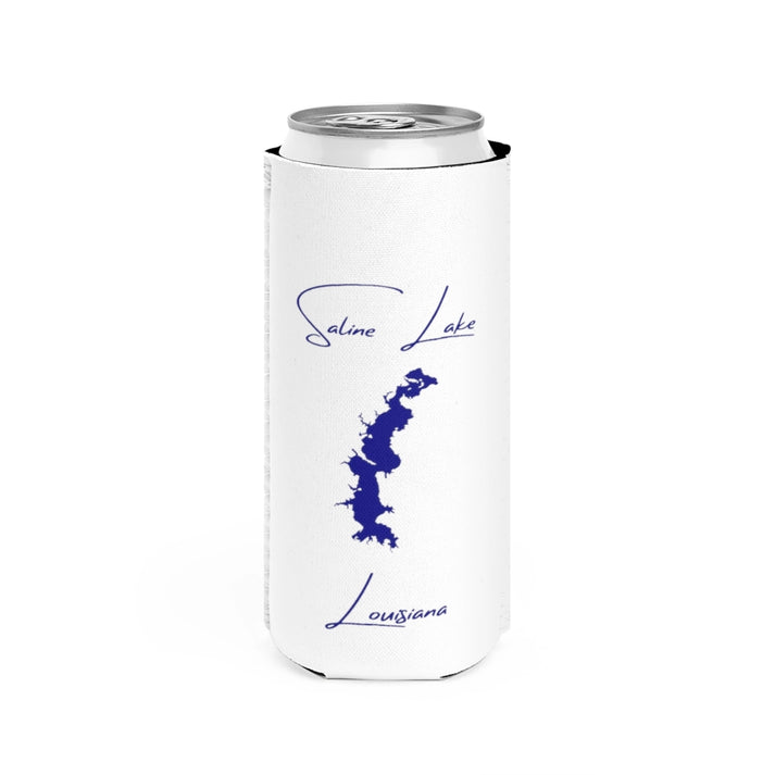 Louisiana  Saline  Lake  Slim  Can  Koozie  front  position  view  from  front  white.webp
