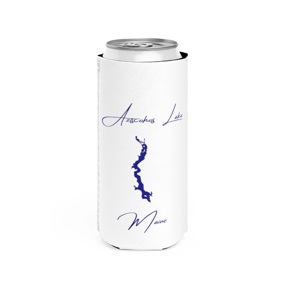 Maine  Aziscohos  Lake  Slim  Can  Koozie  front  position  view  from  front  white.webp