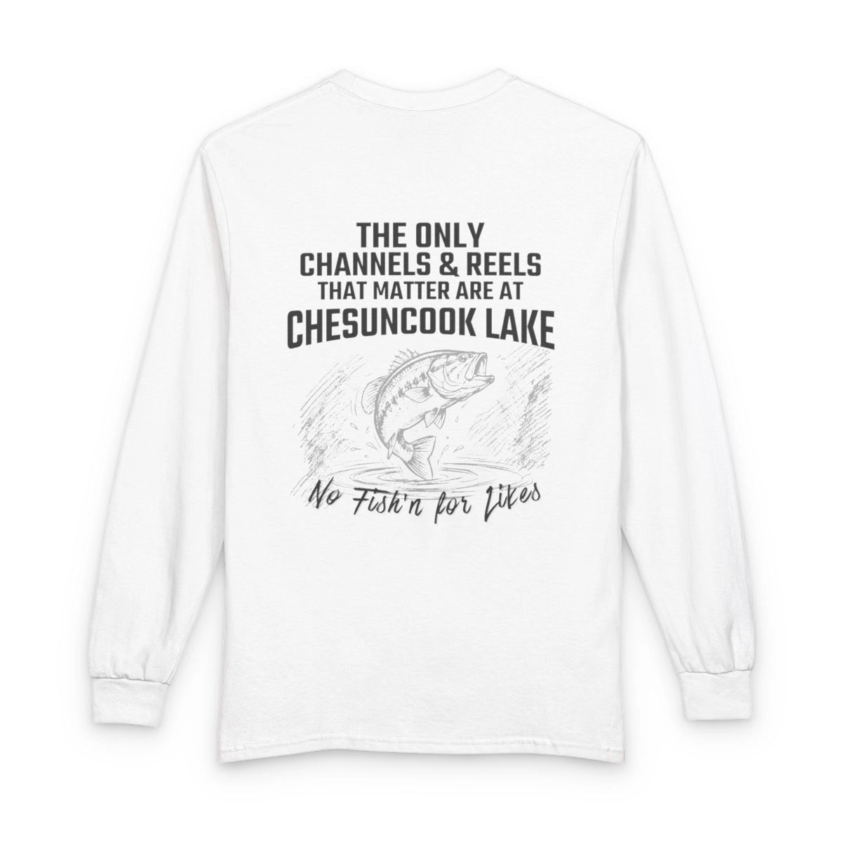 Maine  Chesuncook  Lake  Long  Sleeve  Fishing  T-shirt  back  position  view  from  back  white.webp