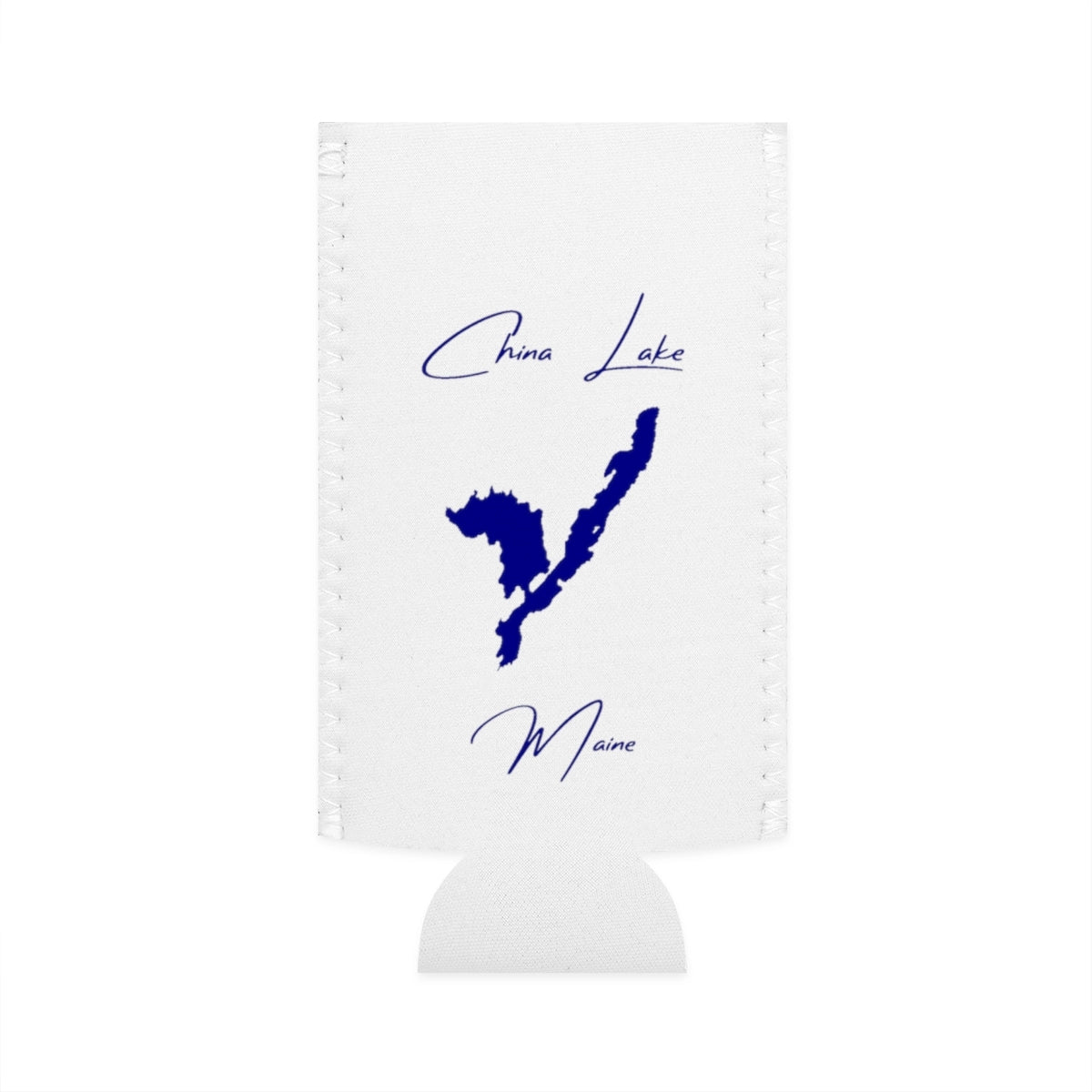 Maine  China  Lake  Slim  Can  Koozie  front  position  view  from  flat-front  white.webp