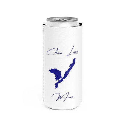 Maine  China  Lake  Slim  Can  Koozie  front  position  view  from  front  white.webp