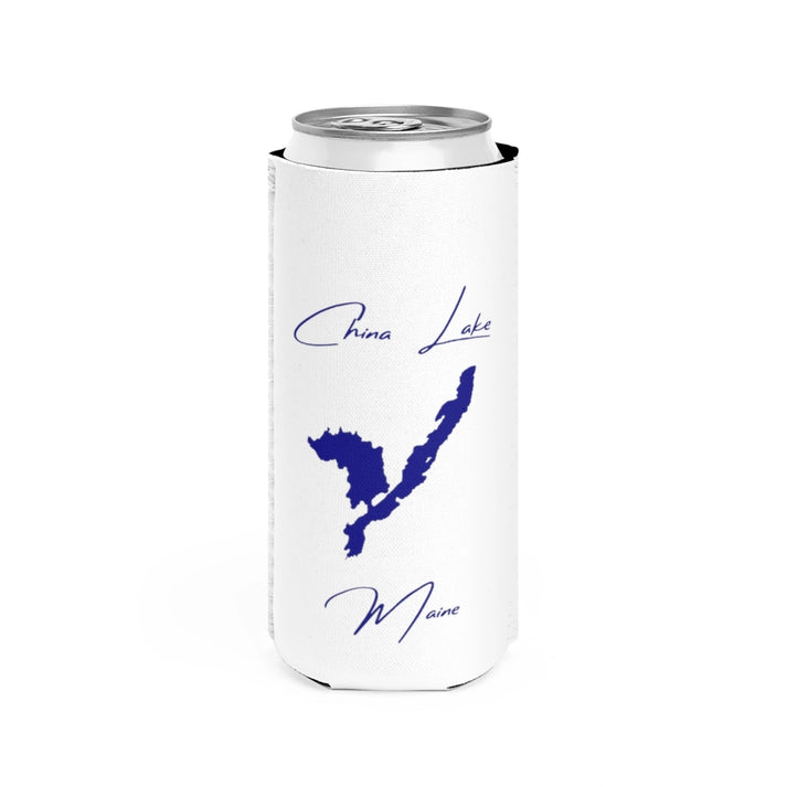 Maine  China  Lake  Slim  Can  Koozie  front  position  view  from  front  white.webp