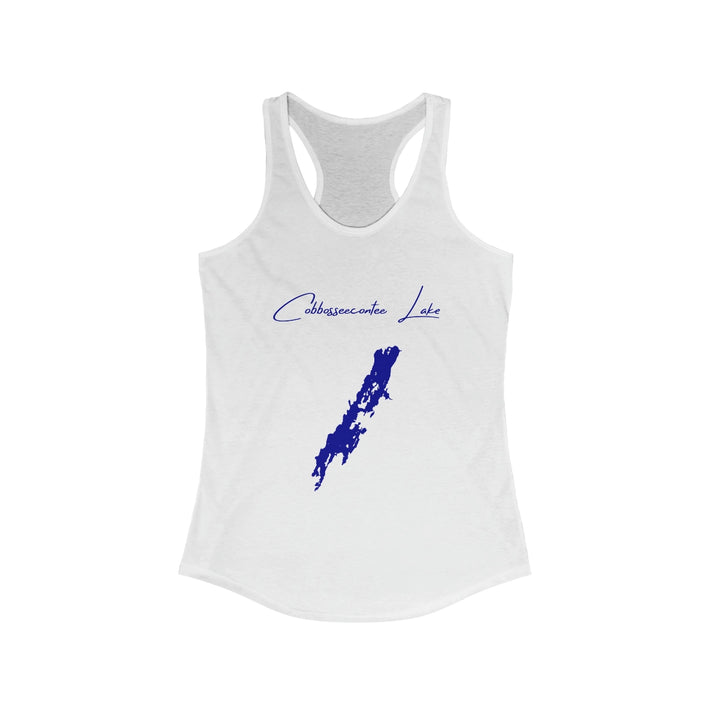 Maine  Cobbosseecontee  Lake  Racerback-Tank  front  position  view  from  front  solid  white.webp