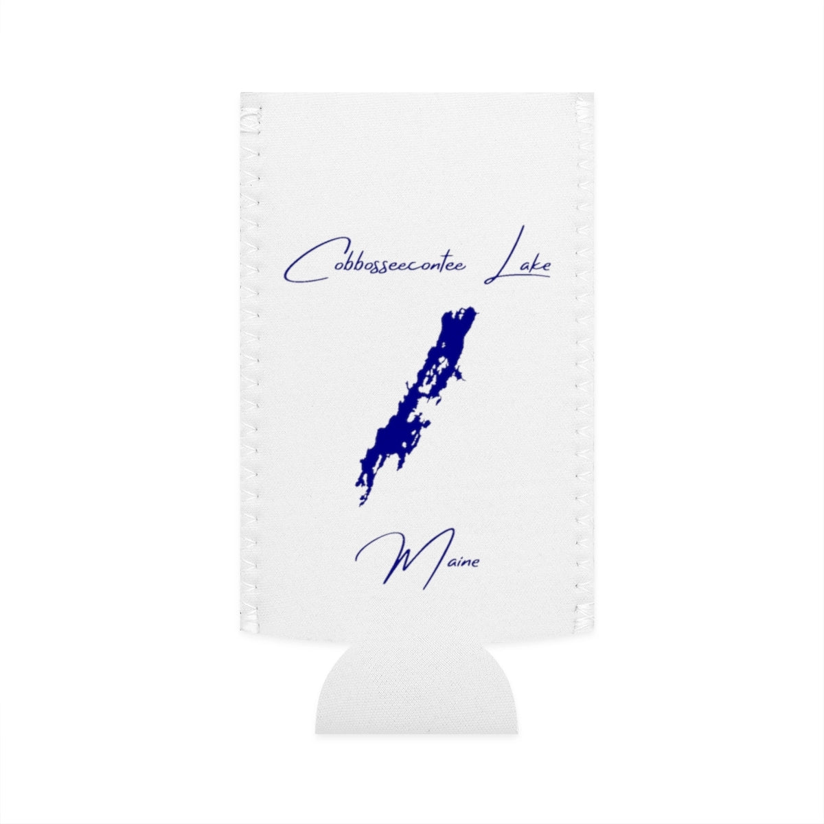 Maine  Cobbosseecontee  Lake  Slim  Can  Koozie  front  position  view  from  flat-front  white.webp