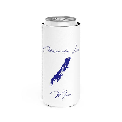 Maine  Cobbosseecontee  Lake  Slim  Can  Koozie  front  position  view  from  front  white.webp