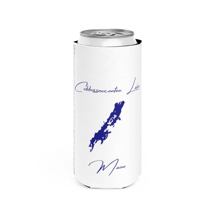 Maine  Cobbosseecontee  Lake  Slim  Can  Koozie  front  position  view  from  front  white.webp