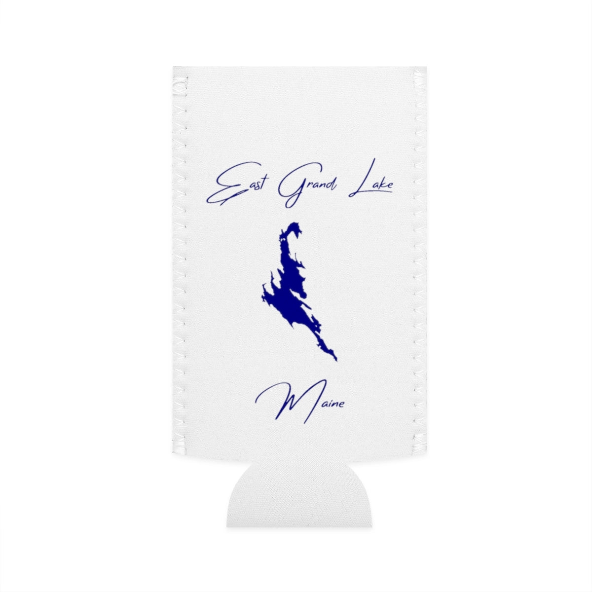 Maine  East  Grand  Lake  Slim  Can  Koozie  front  position  view  from  flat-front  white.webp