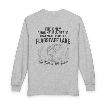 Maine  Flagstaff  Lake  Long  Sleeve  Fishing  T-shirt  back  position  view  from  back  sport  grey.webp