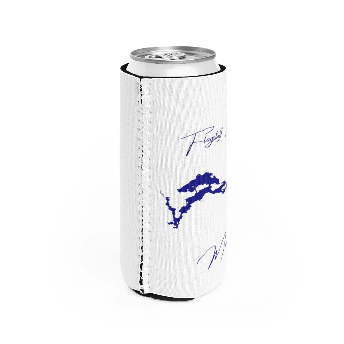 Maine  Flagstaff  Lake  Slim  Can  Koozie  all  position  view  from  right  white.webp