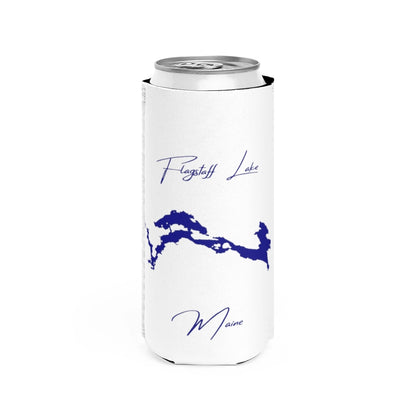 Maine  Flagstaff  Lake  Slim  Can  Koozie  front  position  view  from  front  white.webp