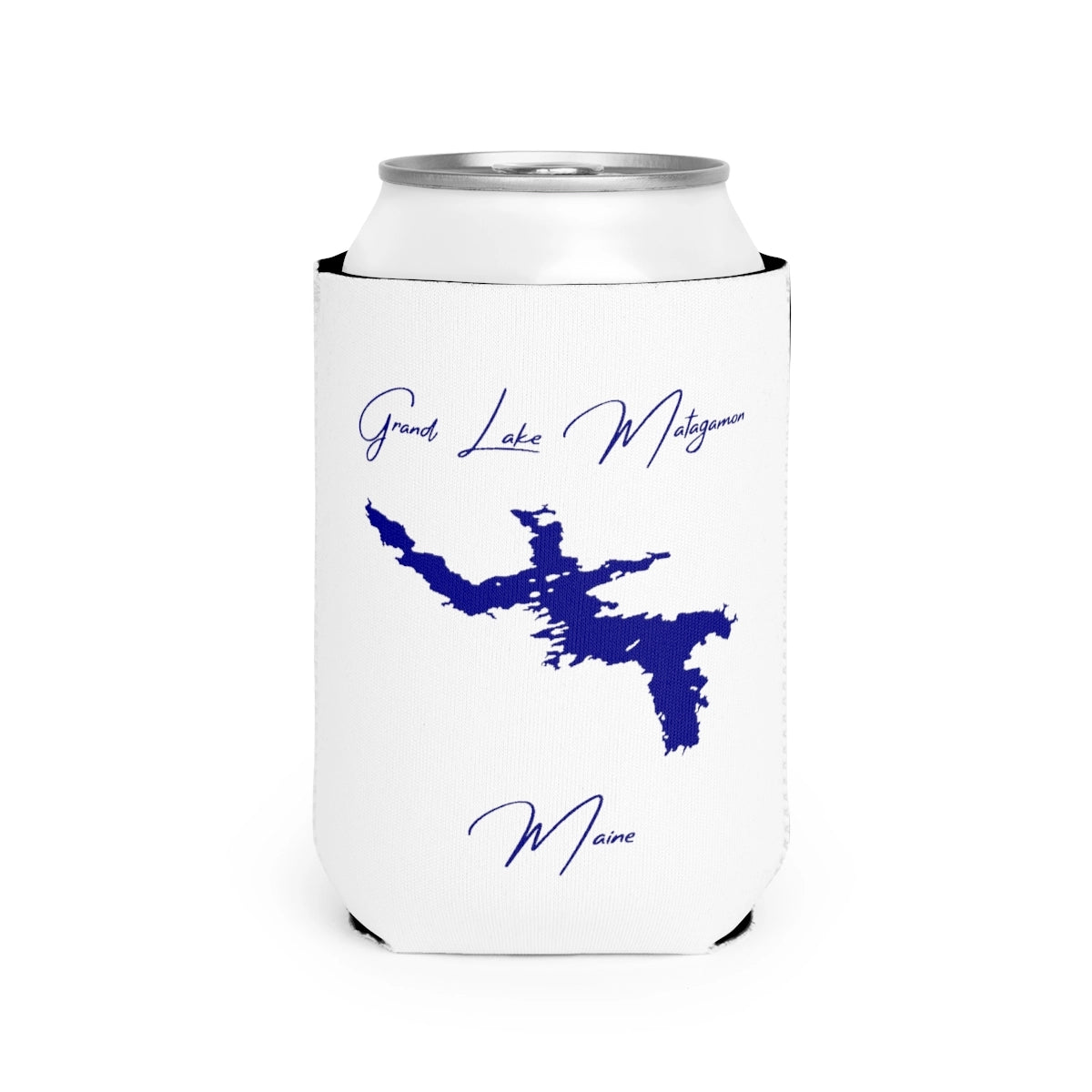 Maine  Grand  Lake  Matagamon  Can  Koozie  front  position  view  from  front-2  white.webp